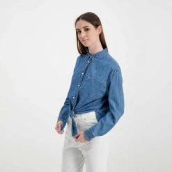 TOMMY JEANS CAMICIA CHAMBRAY CON NODO DONNA Blu 12 TOMMY JEANS CAMICIA CHAMBRAY CON NODO DONNA Blu -Offerta Economica Novità tommy jeans dw0dw12894 camicia chambray con nodo donna casual donna 045115301 1a5 5