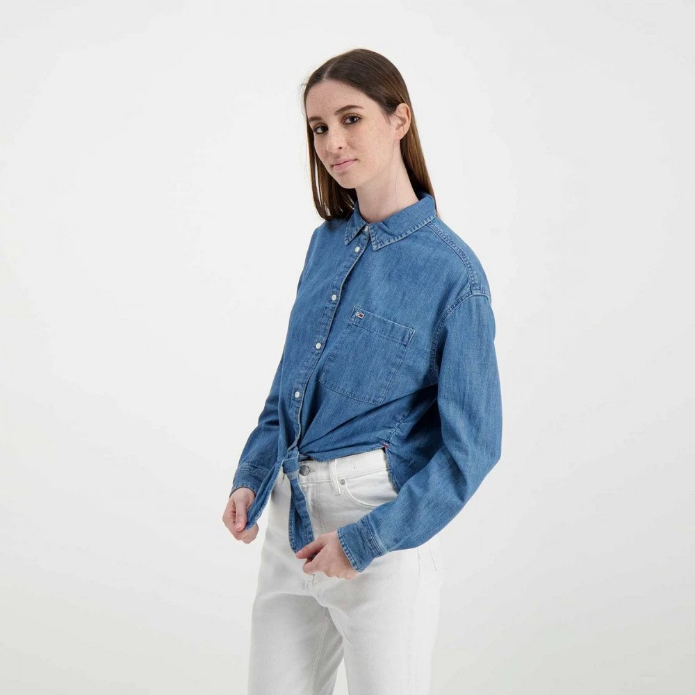 TOMMY JEANS CAMICIA CHAMBRAY CON NODO DONNA Blu 7 TOMMY JEANS CAMICIA CHAMBRAY CON NODO DONNA Blu - immagine 5