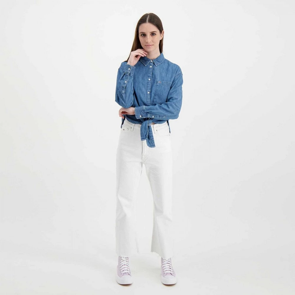 TOMMY JEANS CAMICIA CHAMBRAY CON NODO DONNA Blu 8 TOMMY JEANS CAMICIA CHAMBRAY CON NODO DONNA Blu - immagine 6