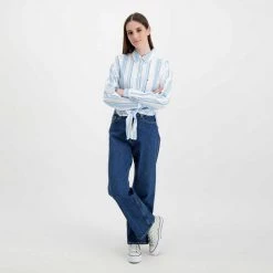 TOMMY JEANS CAMICIA CON NODO DONNA Azzurro, Bianco -Offerta Economica Novità tommy jeans dw0dw12901 camicia con nodo donna casual donna 045115401 cy0 6
