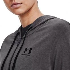 UNDER ARMOUR FELPA FULL ZIP CON CAPPUCCIO RIVAL TERRY DONNA Grigio -Offerta Economica Novità under armour 1369853 rival terry fz hoodie abbigliamento training e palestra donna 046617601 010 5