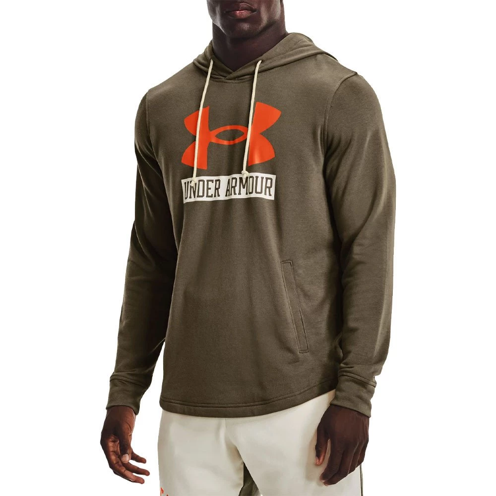 UNDER ARMOUR FELPA CON CAPPUCCIO LOGO RIVAL TERRY Verde 5 UNDER ARMOUR FELPA CON CAPPUCCIO LOGO RIVAL TERRY Verde - immagine 3