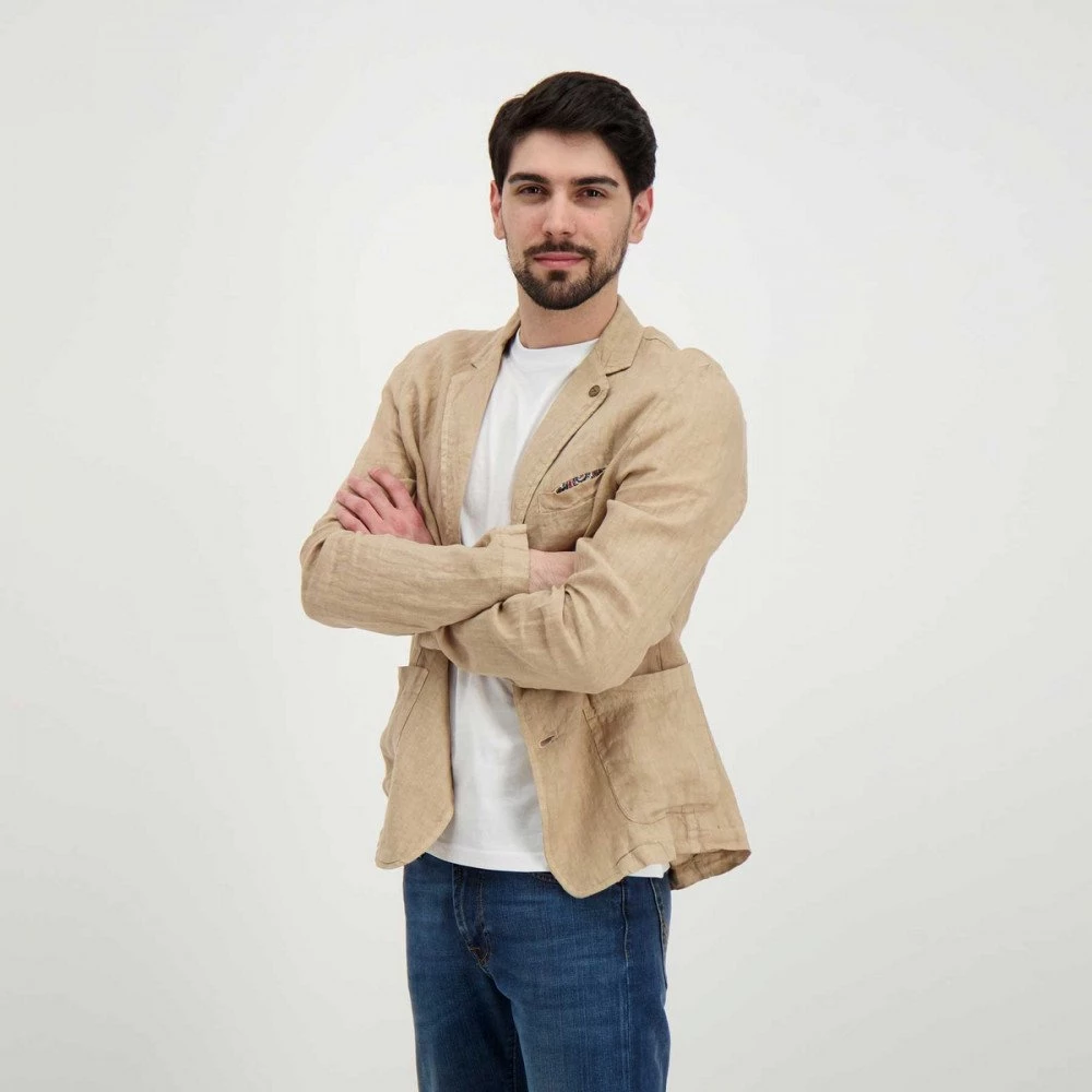 V2 GIACCA IN LINO SARTORIALE Beige 7 V2 GIACCA IN LINO SARTORIALE Beige - immagine 5