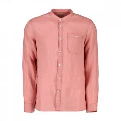 WOOLRICH CAMICIA IN LINO COLLO COREANA Rosa
