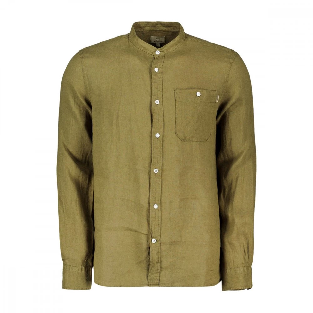 WOOLRICH CAMICIA IN LINO COLLO COREANA Verde 3 WOOLRICH CAMICIA IN LINO COLLO COREANA Verde
