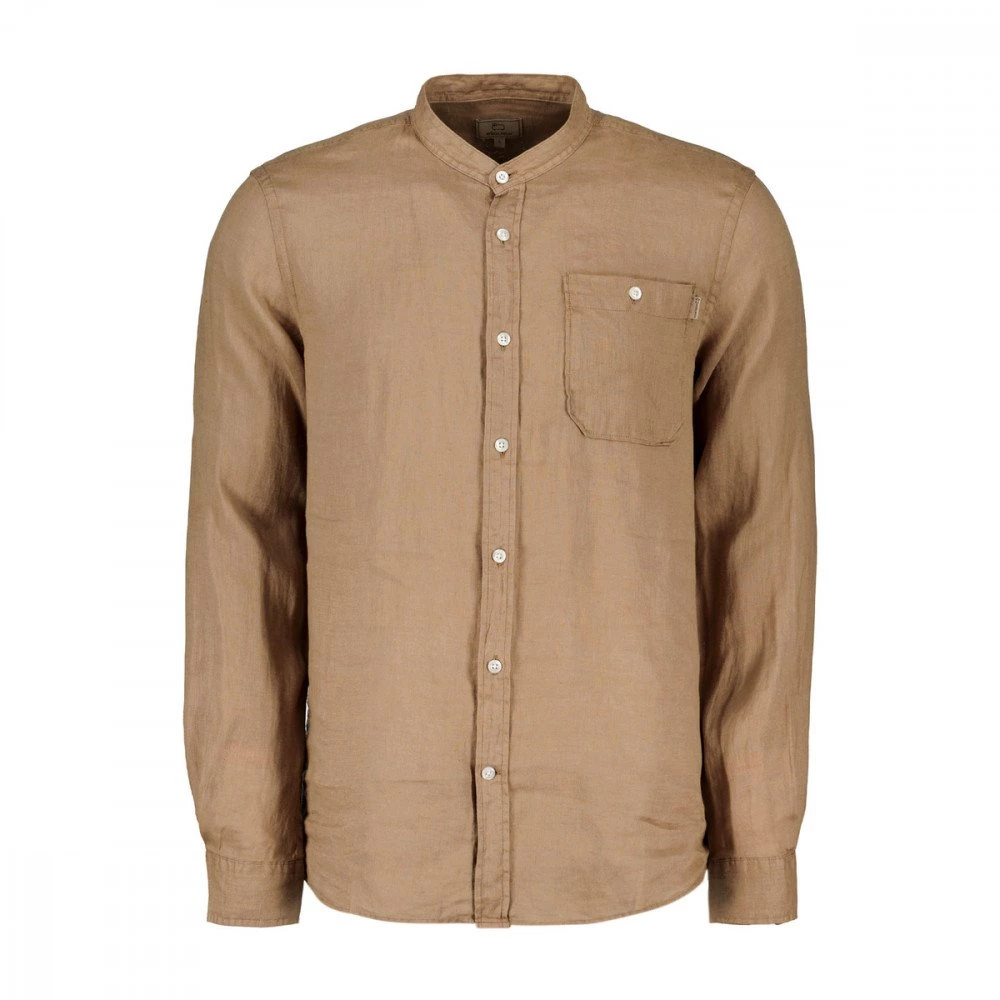 WOOLRICH CAMICIA IN LINO COLLO COREANA Marrone 3 WOOLRICH CAMICIA IN LINO COLLO COREANA Marrone