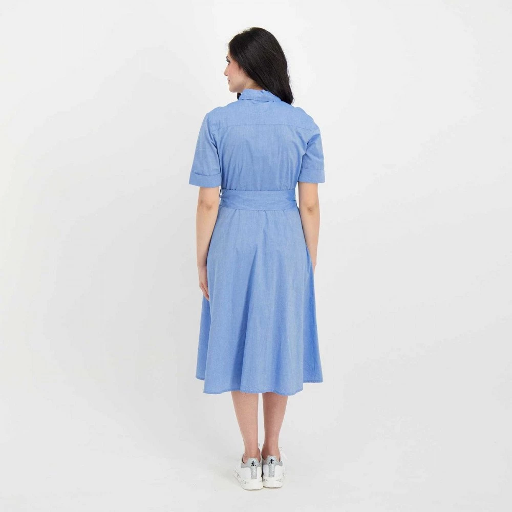 WOOLRICH ABITO CHEMISIER IN CHAMBRAY DONNA Azzurro 6 WOOLRICH ABITO CHEMISIER IN CHAMBRAY DONNA Azzurro - immagine 4