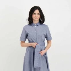 WOOLRICH ABITO CHEMISIER IN CHAMBRAY DONNA Blu -Offerta Economica Novità woolrich cfwwdr0106frut2910 abito chemisier in chambray donna casual donna 044674701 3989 5