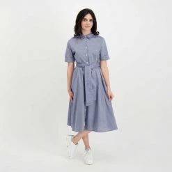 WOOLRICH ABITO CHEMISIER IN CHAMBRAY DONNA Blu -Offerta Economica Novità woolrich cfwwdr0106frut2910 abito chemisier in chambray donna casual donna 044674701 3989 6