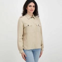 WOOLRICH GIACCA OVERSHIRT VISCOSA LINO DONNA Beige -Offerta Economica Novità woolrich cfwwos0057frut3043 giacca overshirt viscosa lino donna giacconi donna 044675101 8925 3
