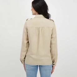 WOOLRICH GIACCA OVERSHIRT VISCOSA LINO DONNA Beige -Offerta Economica Novità woolrich cfwwos0057frut3043 giacca overshirt viscosa lino donna giacconi donna 044675101 8925 4