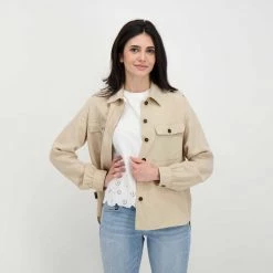 WOOLRICH GIACCA OVERSHIRT VISCOSA LINO DONNA Beige -Offerta Economica Novità woolrich cfwwos0057frut3043 giacca overshirt viscosa lino donna giacconi donna 044675101 8925 5