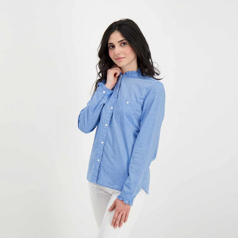 WOOLRICH CAMICIA CHAMBRAY VOLANT DONNA Azzurro 7 WOOLRICH CAMICIA CHAMBRAY VOLANT DONNA Azzurro - immagine 5